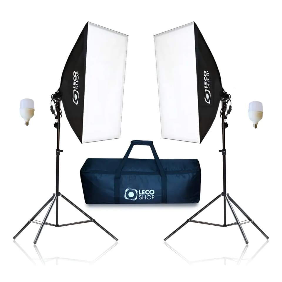 Kit 2 Softbox 50x70 Estúdio Fotografia Profissional Com Lâmpadas E Bolsa