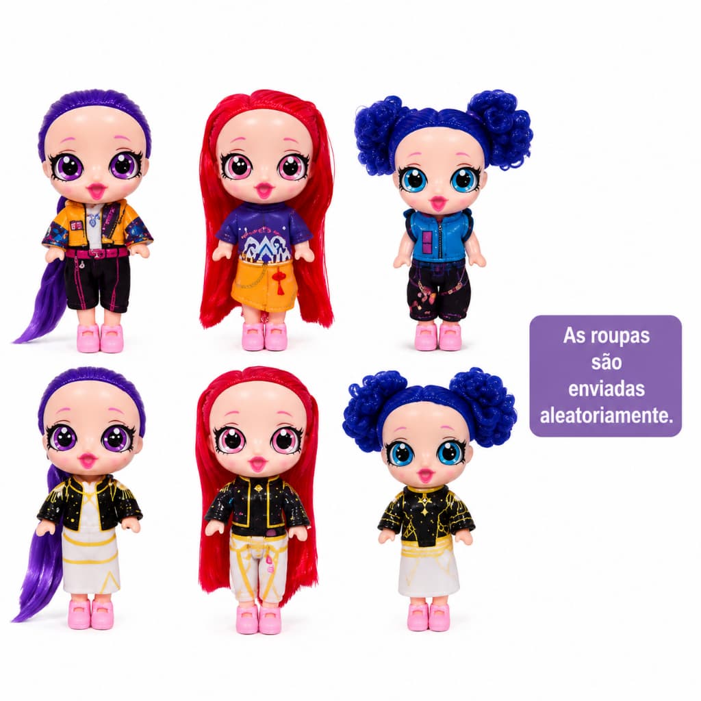 Bonecas K-POP Rumi Zoe e Mira com Olhos Acrílicos Brinquedo 14CM Infantil Presente