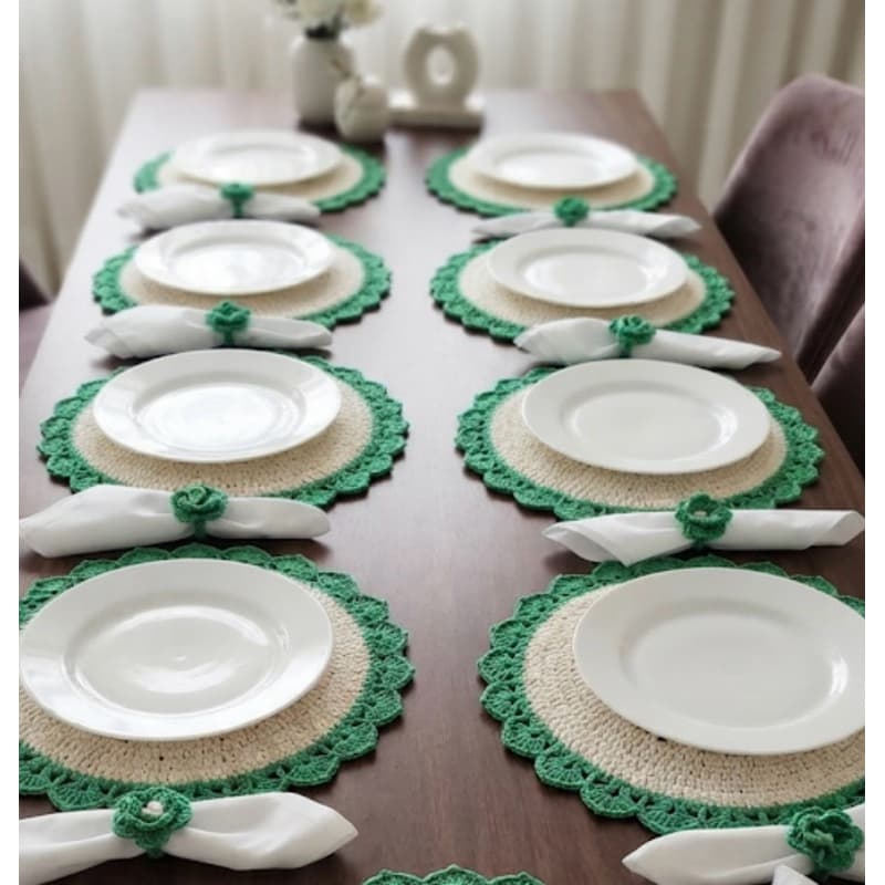 Suplats em crochê Jogos americano mesa decorada 12 peças