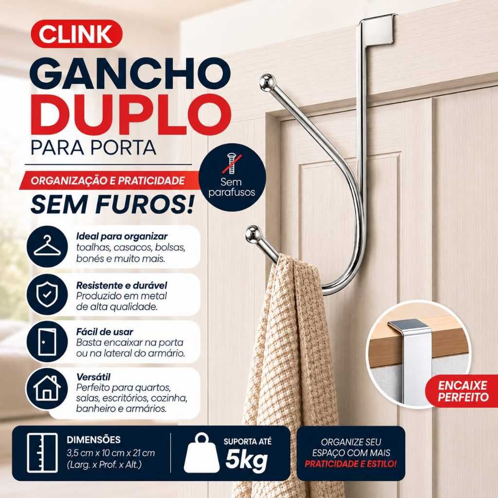 Gancho Duplo Para Porta  Metal CK4062 Clink
