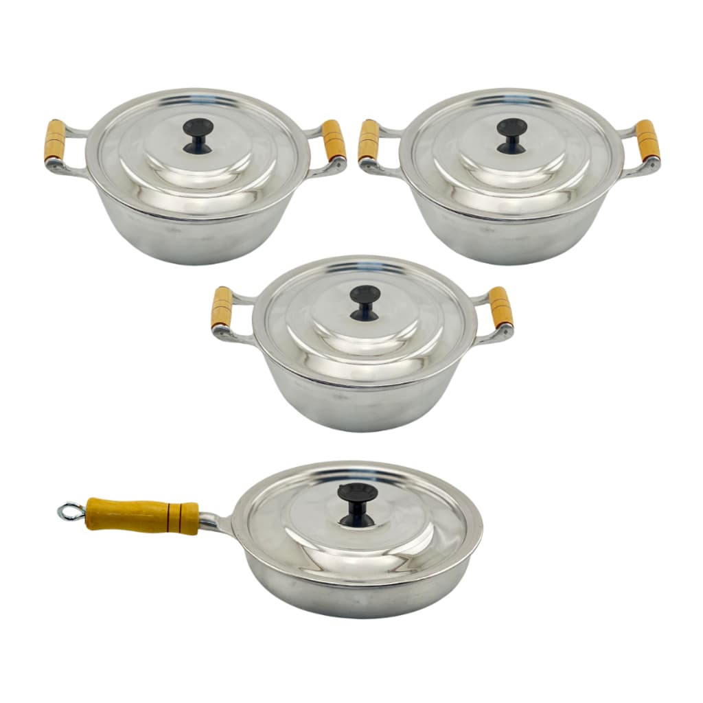 Kit Conjunto Jogo Panela Alumínio Fundido 4 Peças Frigideira Grossa Ideal Peixe Carne Frango Arroz Feijão Fritura