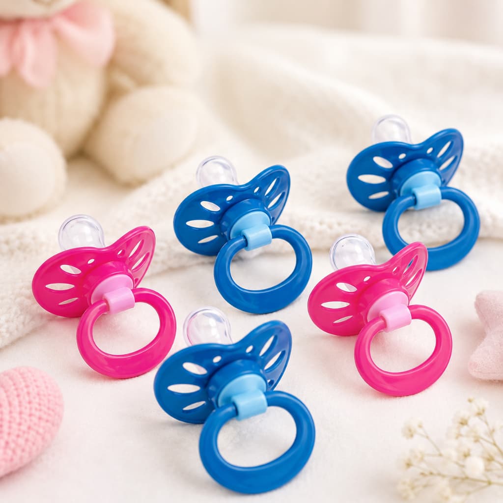 Kit 3, 5 Chupetas pepeta,  Bebê Fase 2 Bico Silicone Orto ou Redondo Azul, Rosa Infantil Macia e Segura