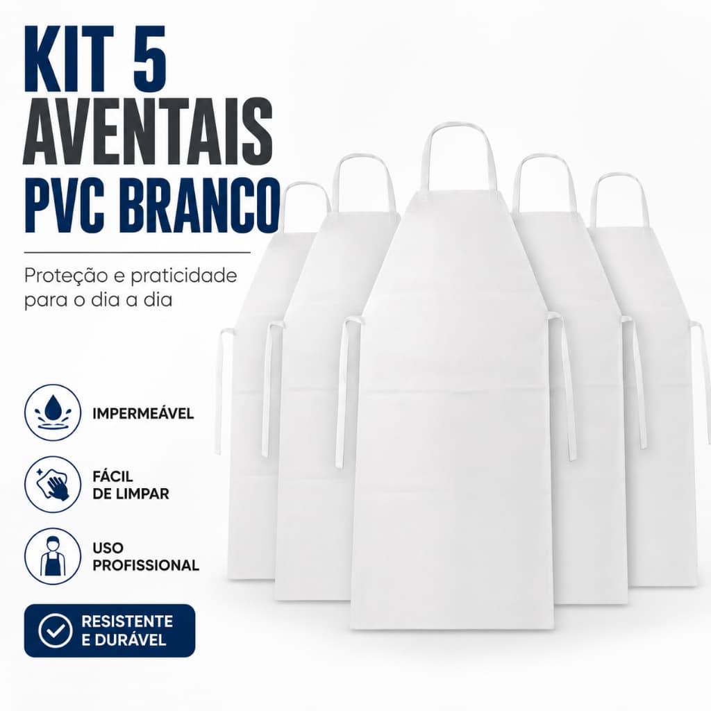 Kit Aventais Pvc de Cozinha Profissional Confeiteiro Churrarsco Garçom Ajustavél Impermeável