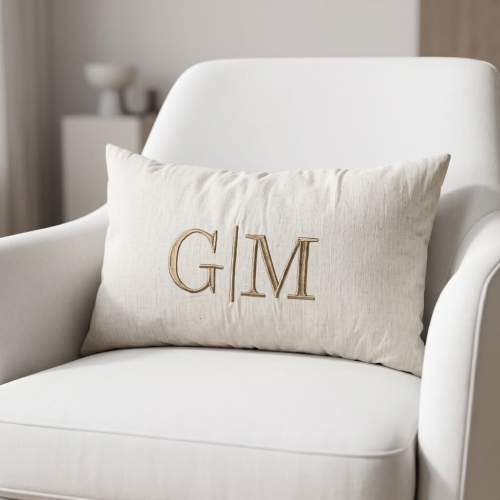 Almofada Bordada Personalizada Nome Iniciais 100% Algodão Refil Removível Para Presentes e Decoração