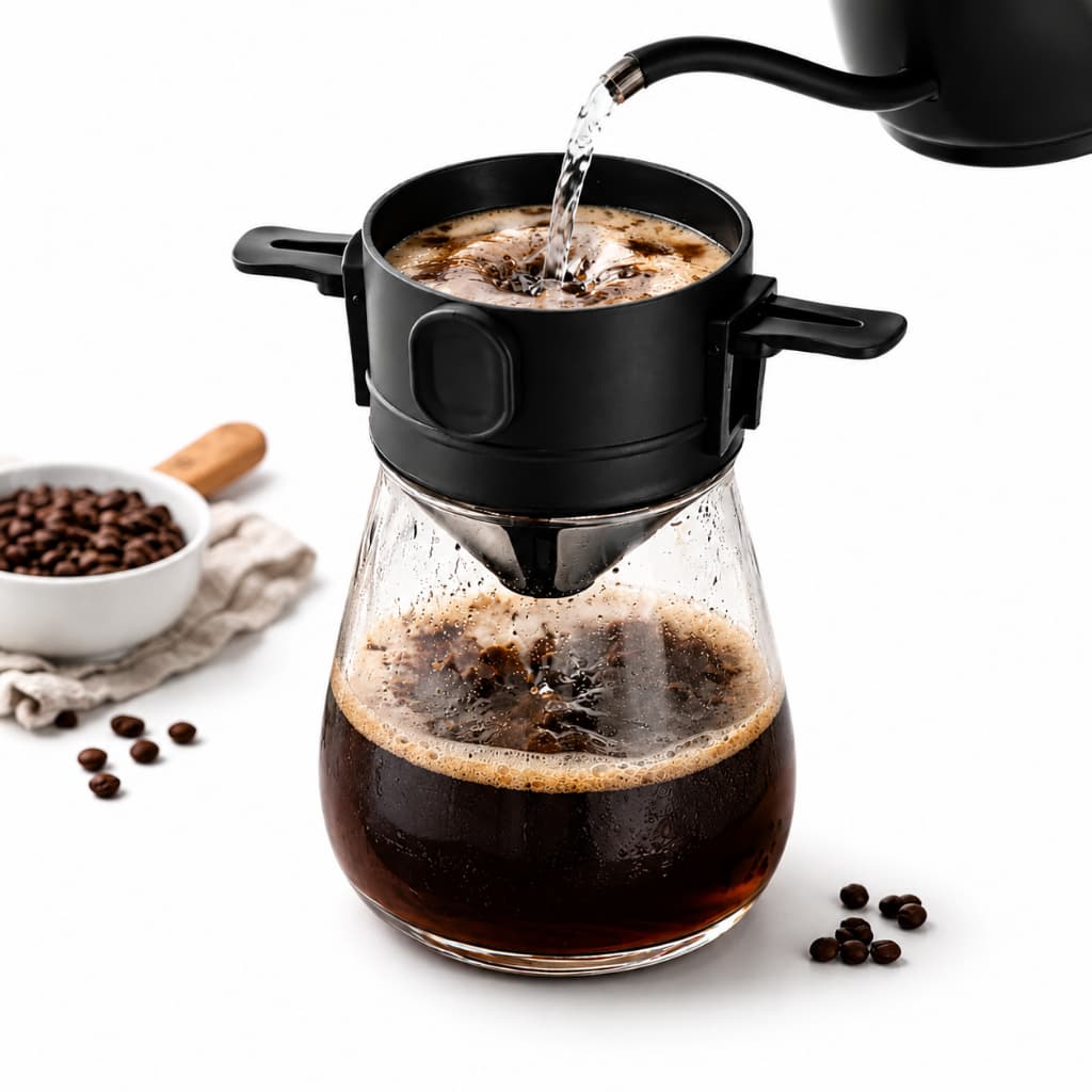 Mini Filtro de Café e Chá Inox Reutilizável Portátil Dobrável Coador Sem Papel para Camping e Viagem