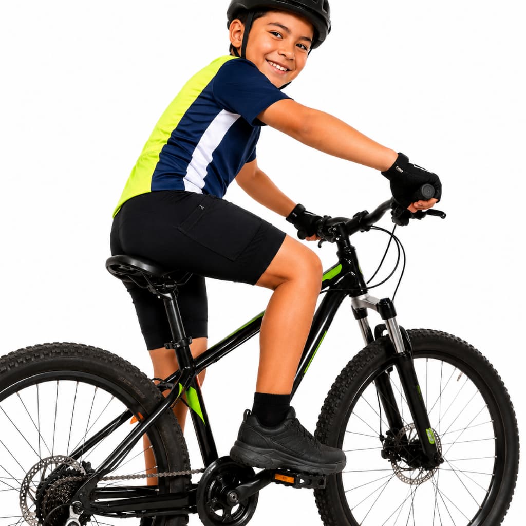 Bermuda Ciclismo Infantil Forrada D45 Bolso Lateral MTB Bike UV