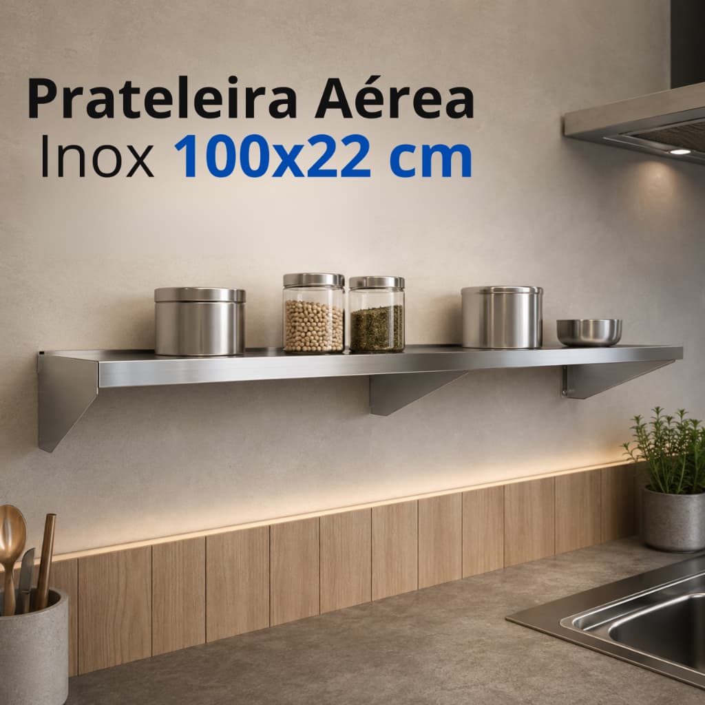 Prateleira Aérea Inox 100x22 - Maximize espaço para cozinha comercial