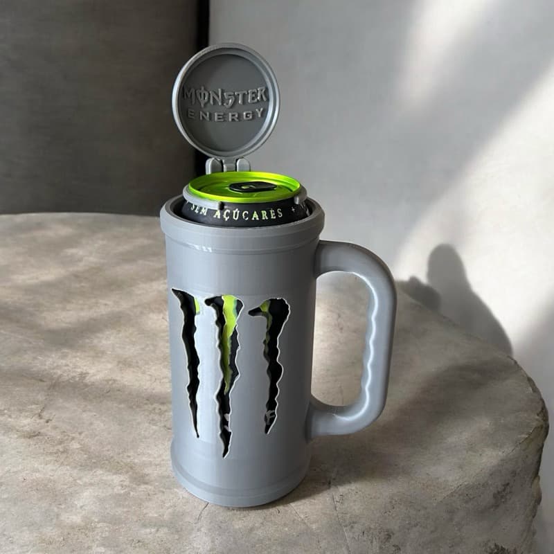Caneca Porta Lata personalizado Monster Energy Impressão 3D