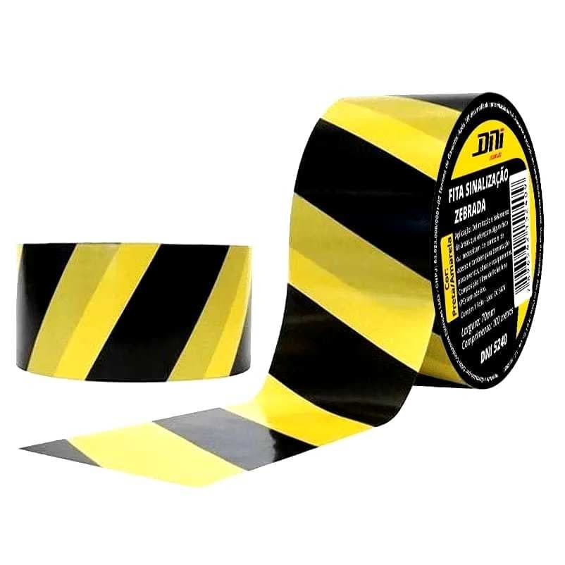 Fita Demarcação Zebrada 7cm X 100m Amarela E Preta Dni5240