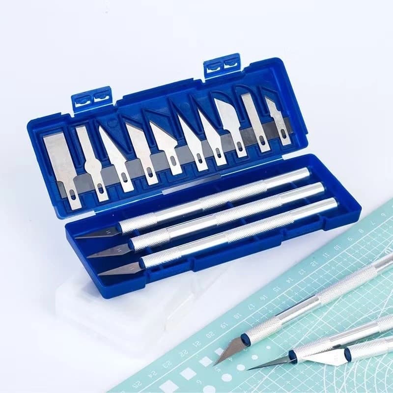 Kit Estilete De Precisão Com 13 Peças | Ferramenta Para Artesanato E Modelismo Com Estojo Magnético
