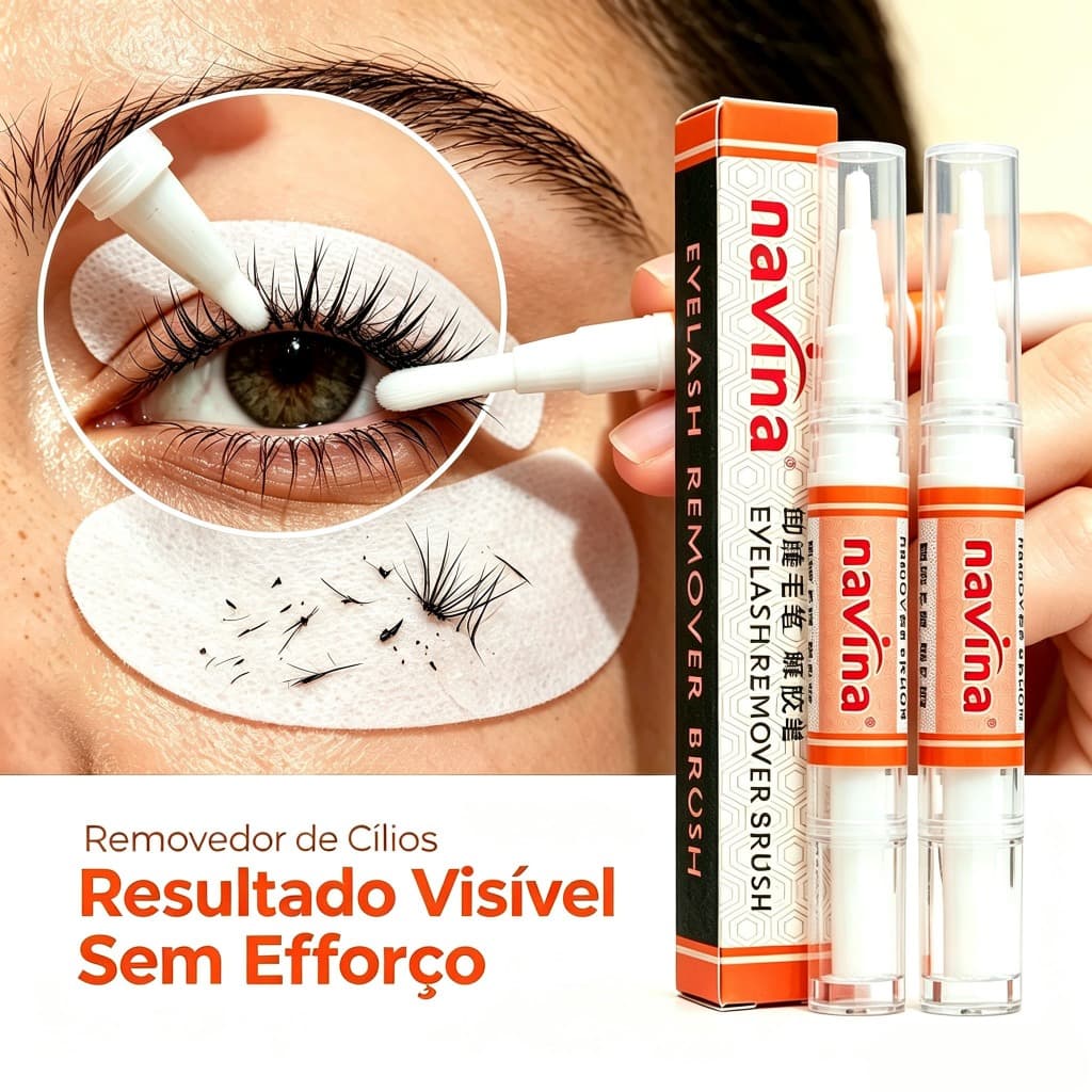Kit 2/3/5  Removedor Caneta com Escova Profissional P/ Cílios - Navina