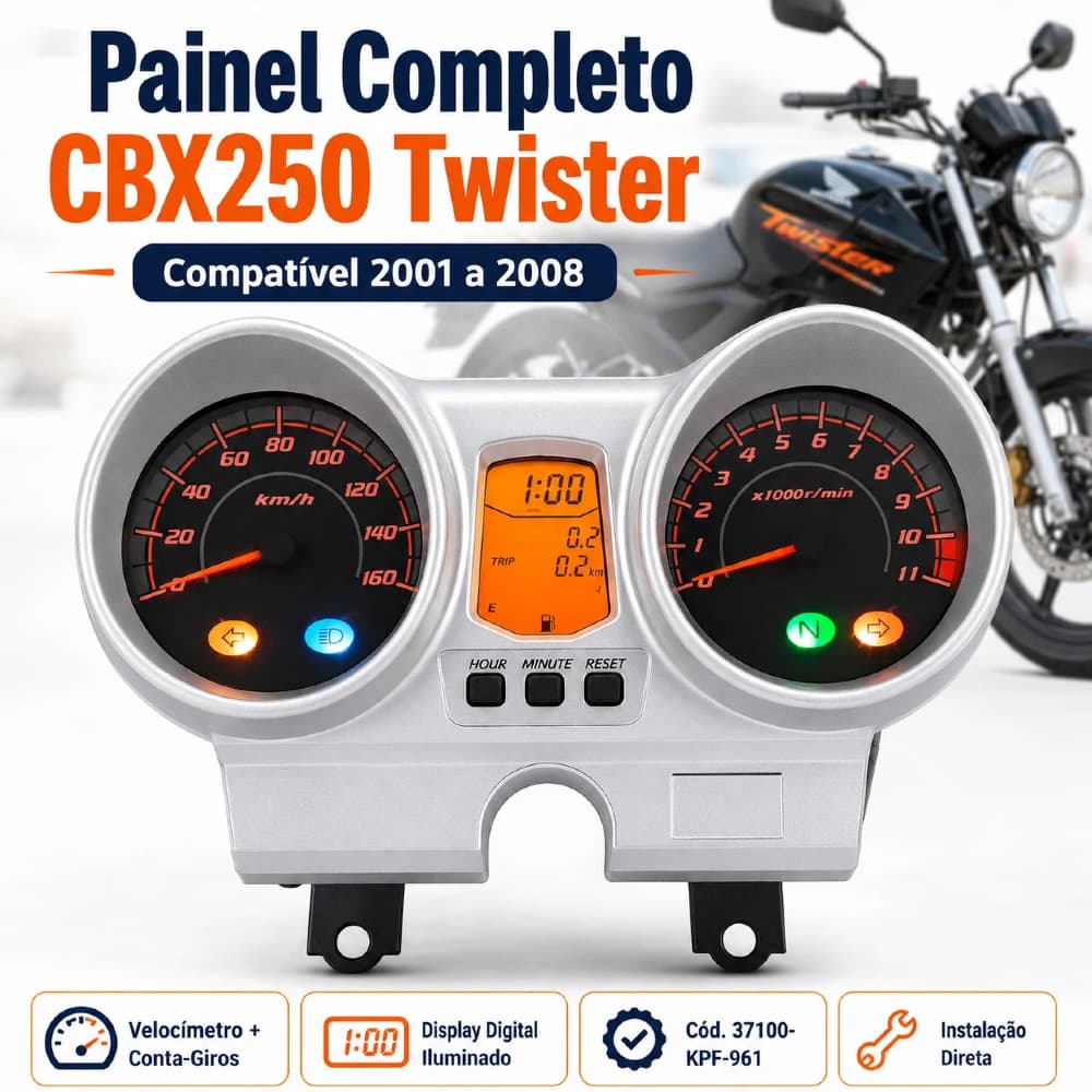 Painel Completo Original para Honda CBX250 Twister 2001-2008 | Nº 37100-KPF-961 (Medidor Velocidade)