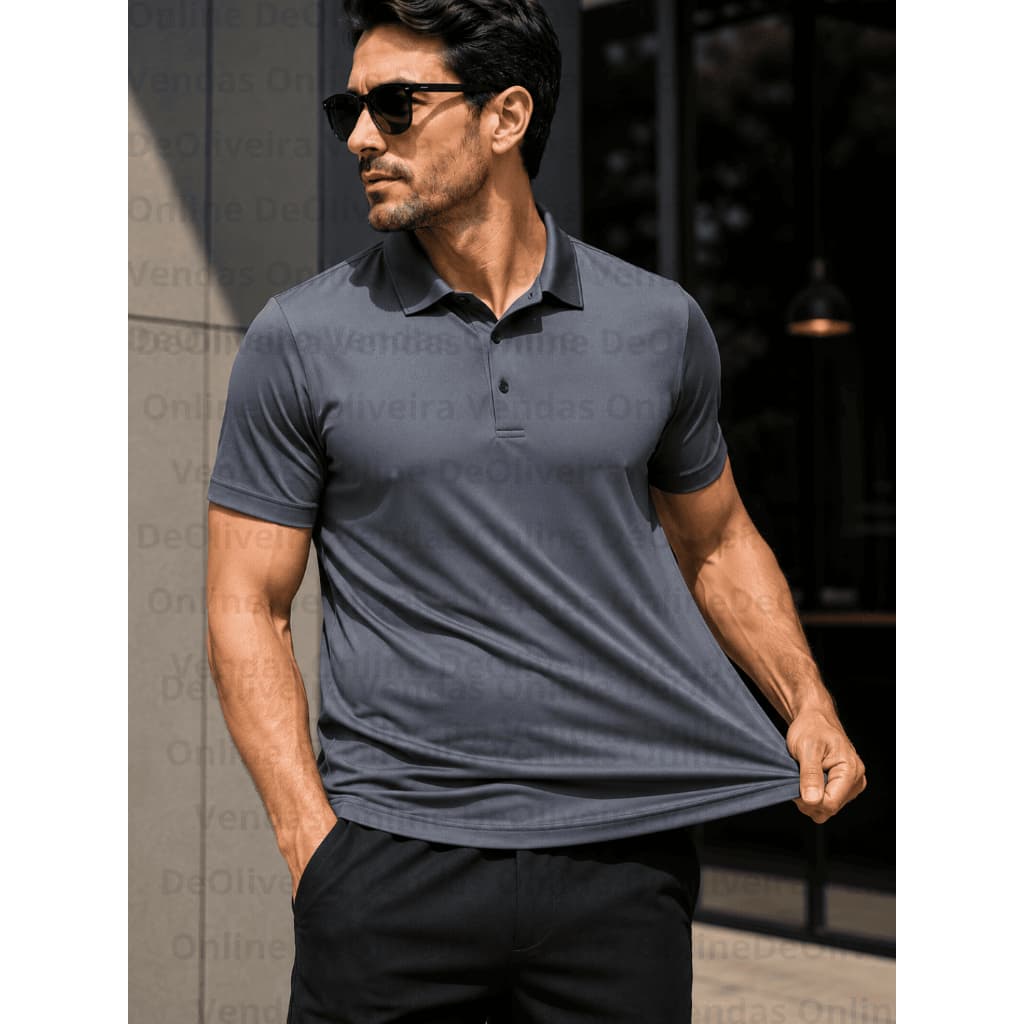 Camisa Polo Masculina Elegante DryFit Slim Fit Malha Respirável Esporte Fino Presente Dia dos Pais