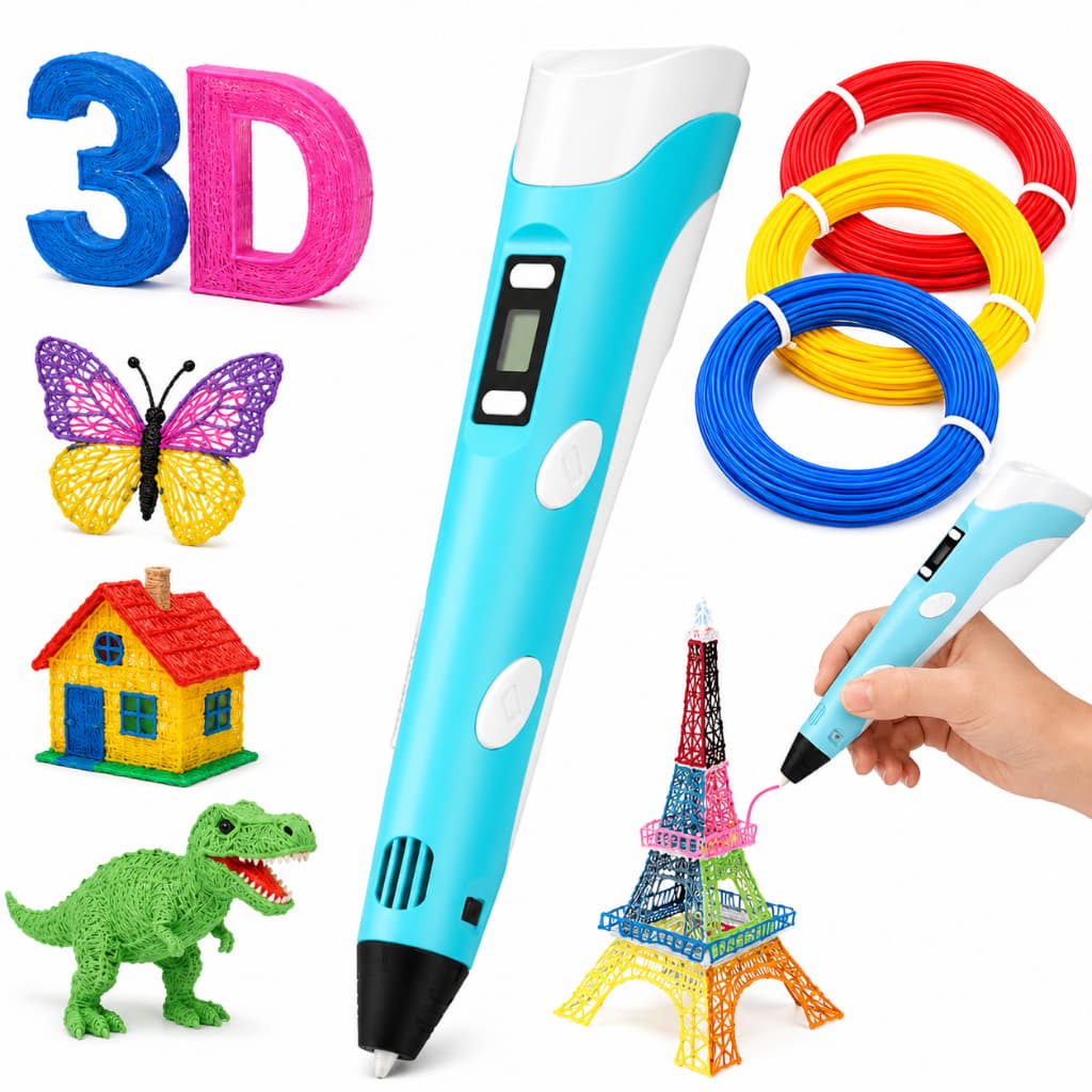 Caneta 3D Impressora LCD Profissional Com Refil Filamento Desenho Infantil