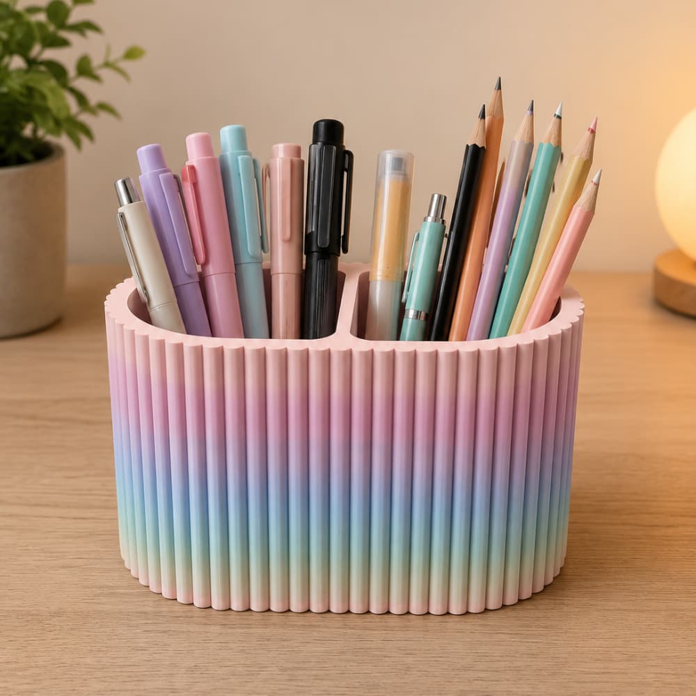 Organizador de Mesa 2 Divisórias Porta Canetas Lápis Maquiagem  Decorativo Moderno
