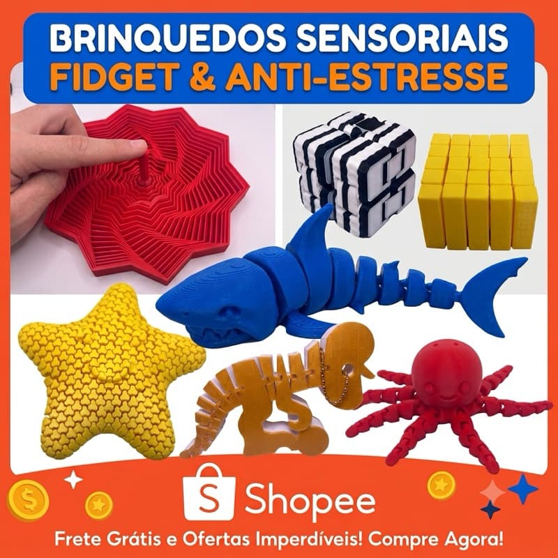 Brinquedos Sensoriais Fidget Toy Articulado 3D - Autismo, Alívio do Estresse, TDAH e Ansiedade (Vários Modelos e kits)m