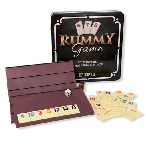 Jogo De Pedras Estojo Na Lata Rummy Game 106 Peças Hoyle