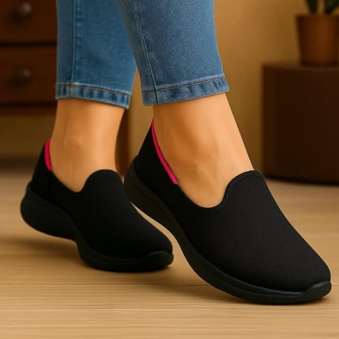 Tenis Feminino Ortopedico Casual Slip On Dia a Dia Estilo Sapatilha Elegante Caminhada