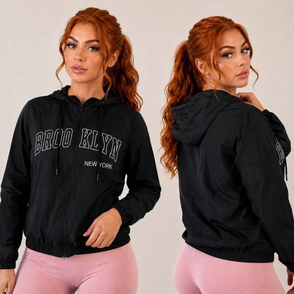 Jaqueta Blusa Corta Vento Feminina BrooklynModinha Leve Resistente à Água Academia e Confortável do P ao XG Envio Rapido