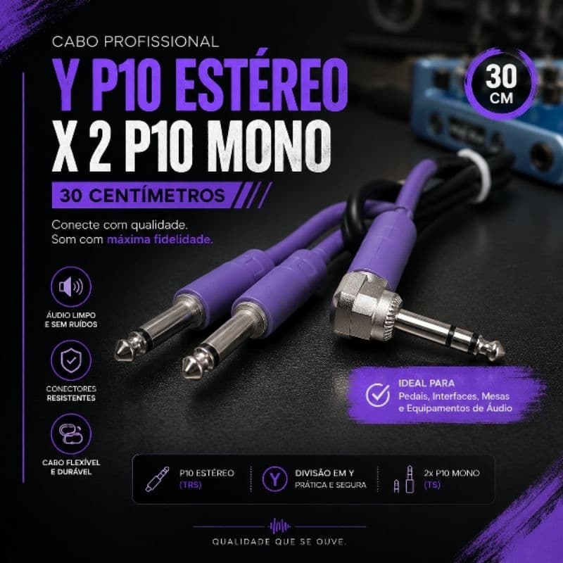 Cabo Y P10 estéreo x 2 P10 mono