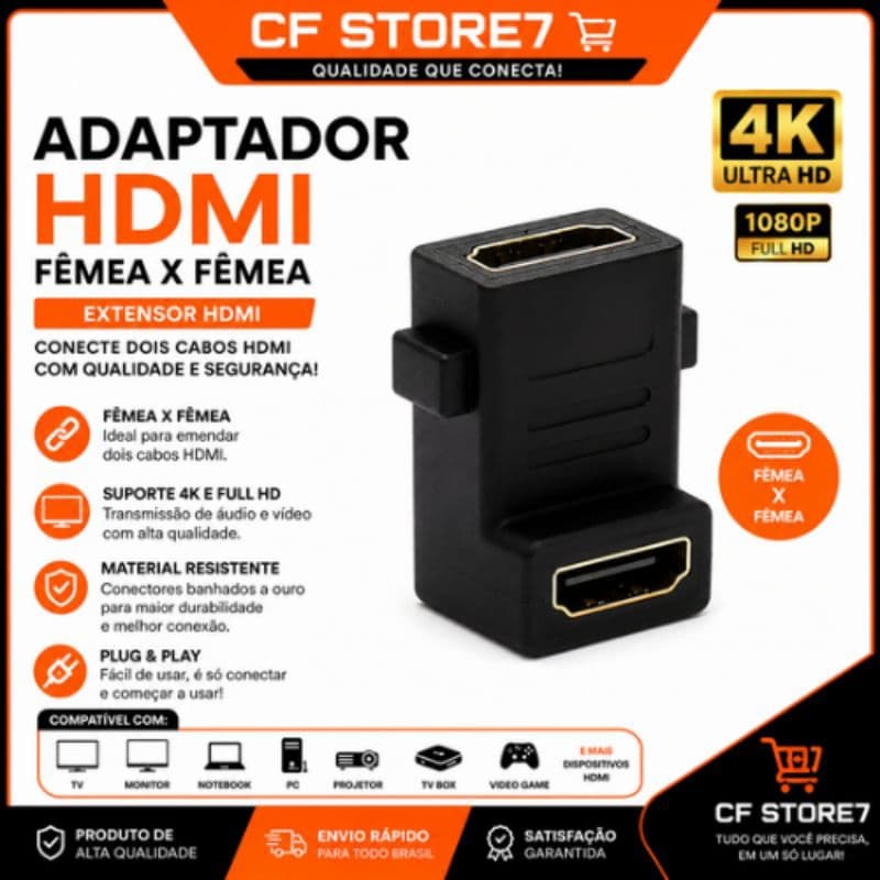 Adaptador HDMI Fêmea x Fêmea Emenda Extensor HDMI 4K Ultra HD 1080P Conector HDMI para TV Monitor Notebook PC Projetor