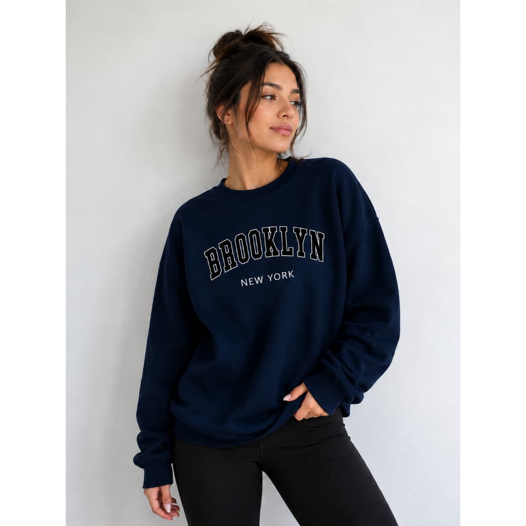 Moletom Estampa Brooklyn Gola Redonda Unissex Em Algodão