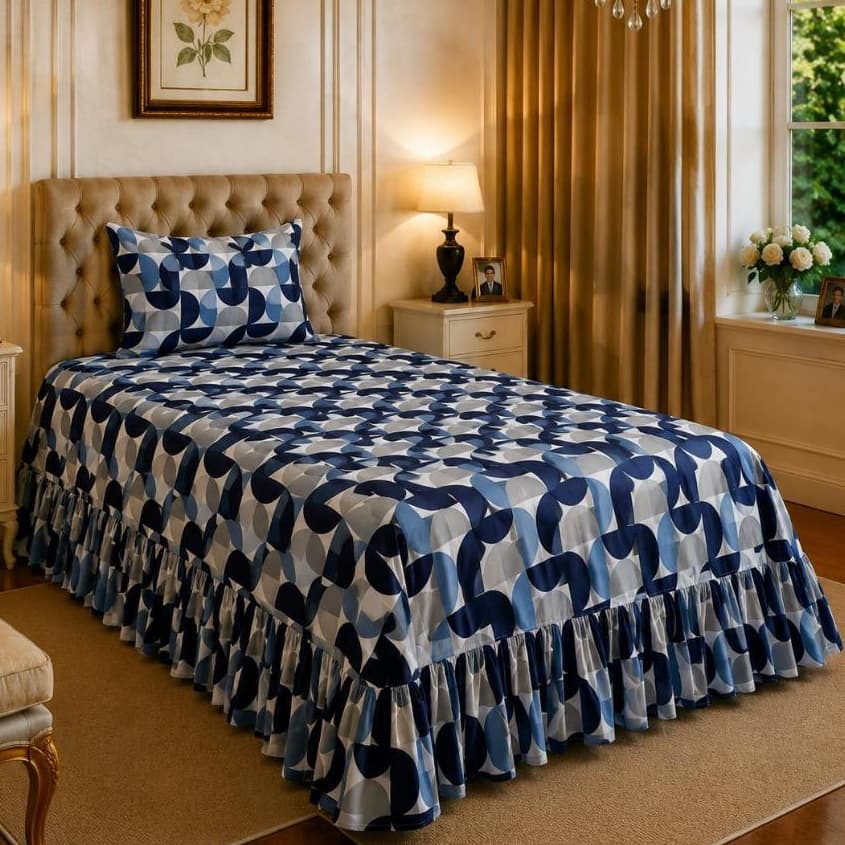 Colcha de cama Solteirão Jasmine com Babado 2.70m x 2.65m + Fronha | 2 Peças | Toque Macio
