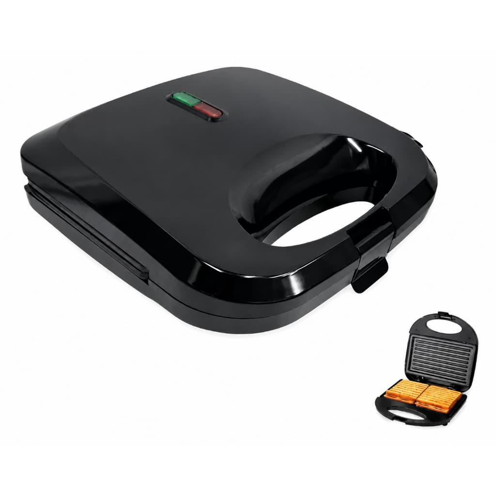 Sanduicheira Elétrica Antiaderente Grill Potente Lanches Preto 110V 220V