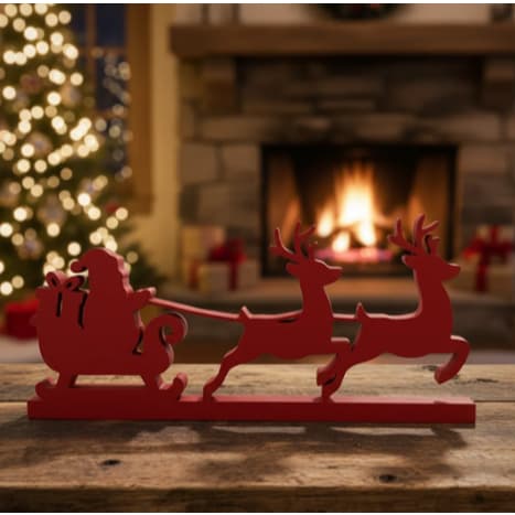 Trenó de Natal Decorativo Impressão 3D Enfeite Natalino para Mesa e Estante