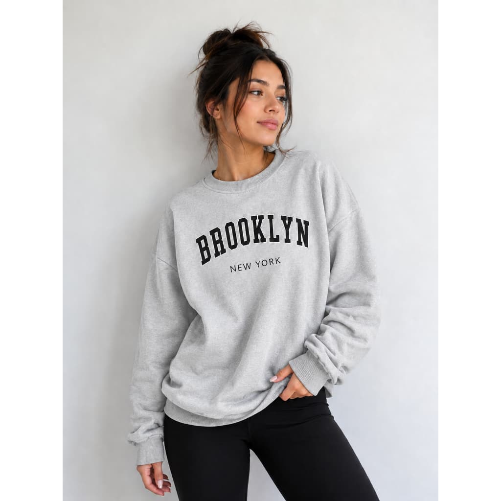 Moletom Estampa Brooklyn Gola Redonda Unissex Em Algodão