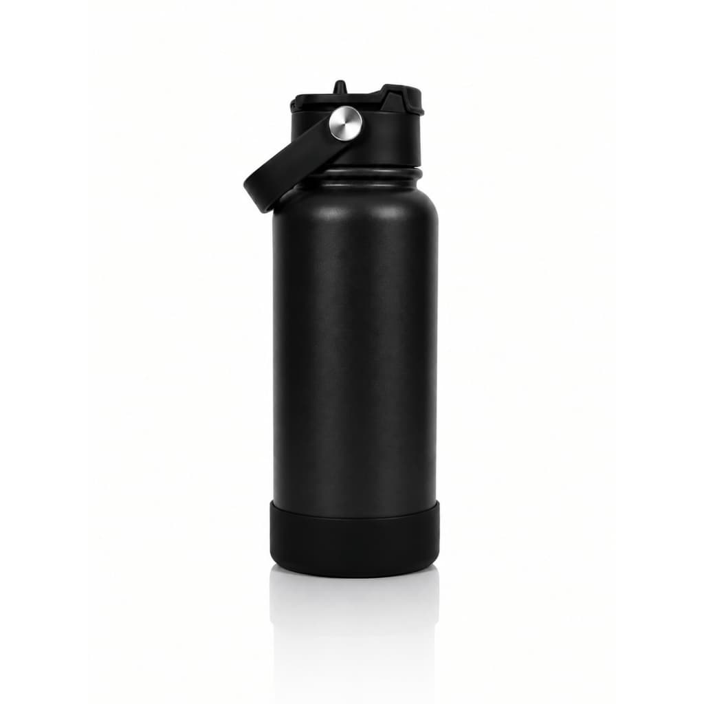 Garrafa Térmica Inox 1L Canudo e Bocal Direto com Trava Antivazamento e Protetor Silicone