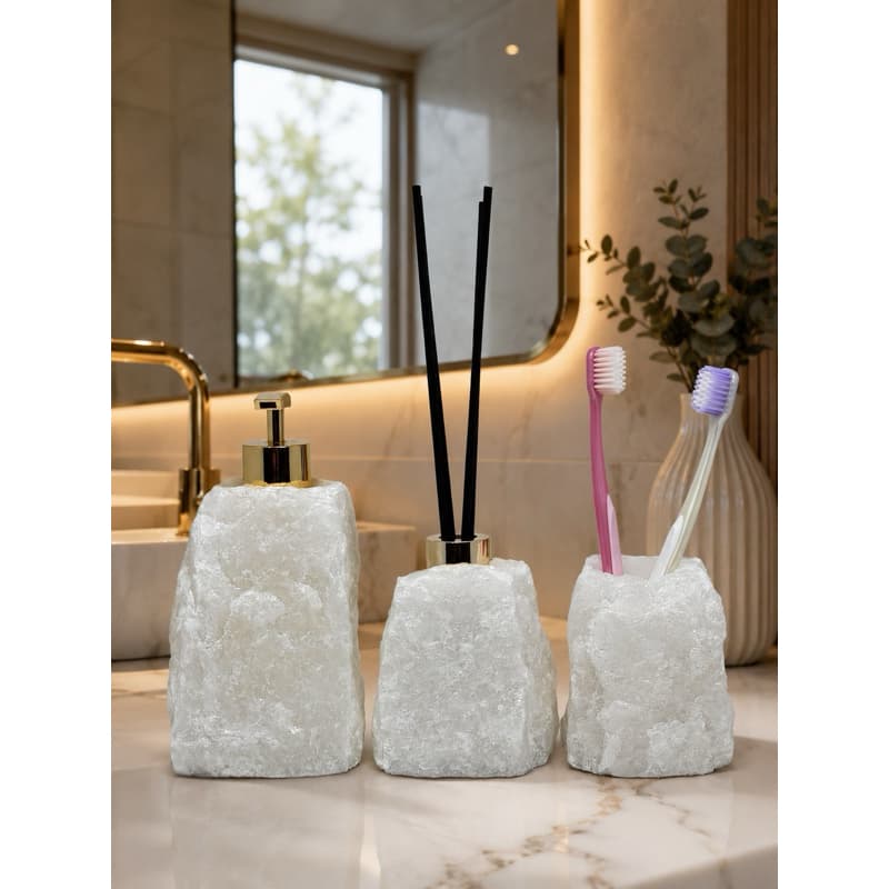 Kit Saboneteira Difusor e Porta Escovas Pedra Natural
