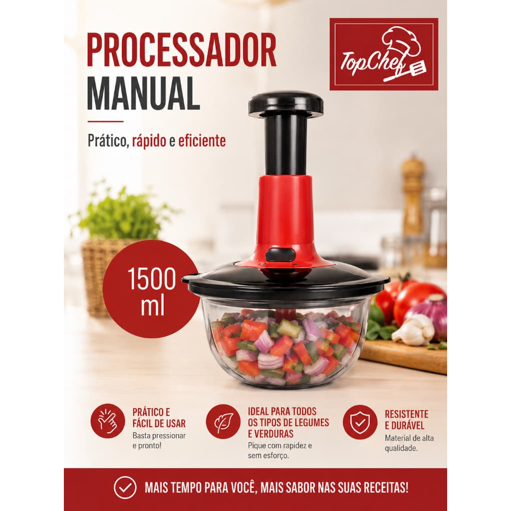 Processador Manual Com Trava de Segurança 1500 ML