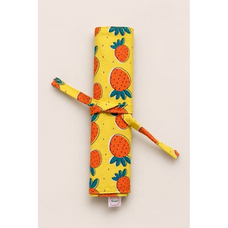 Porta Talher de Tecido 100% Algodão com Bolso Interno | Organizador para Marmita Reutilizável 25x34 cm