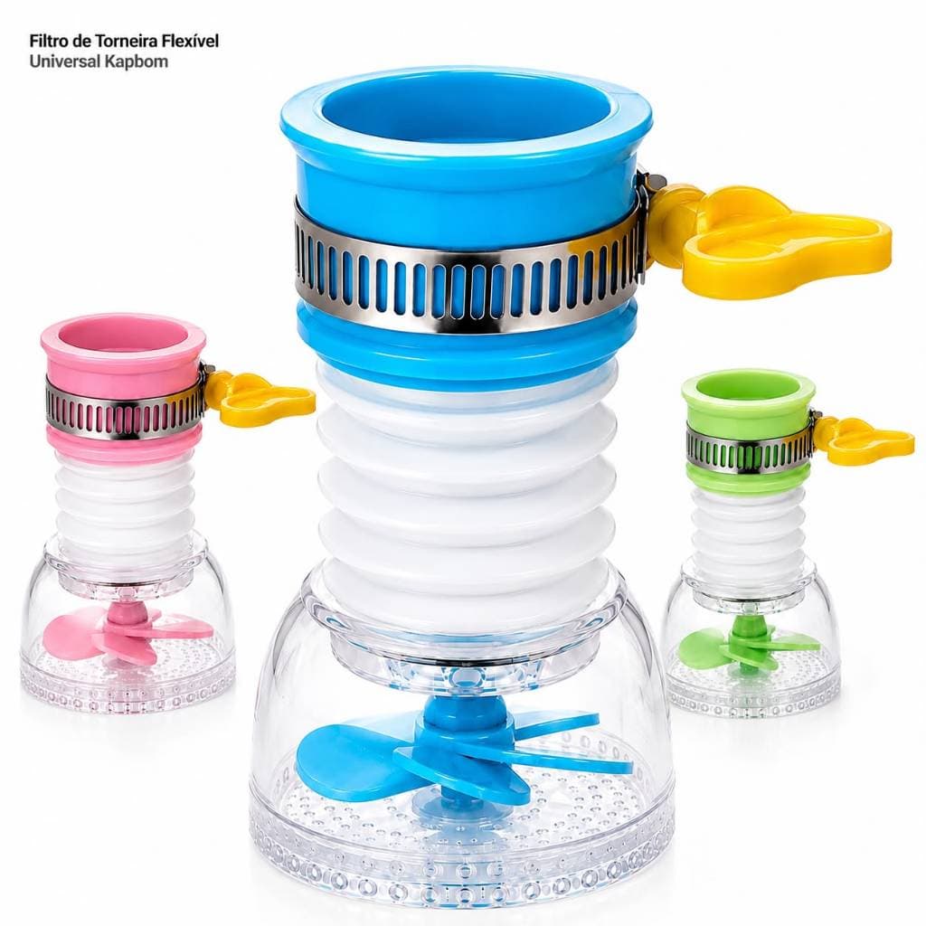 Filtro de Torneira Flexível Universal Antirrespingo Bico Chuveirinho Extensor Giratório Cozinha Banheiro Kapbom