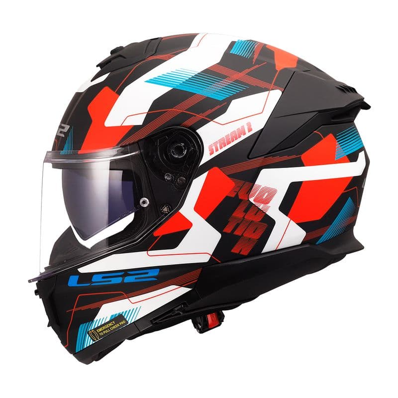 Capacete LS2 Stream II FF808 Mika Branco Azul e Vermelho