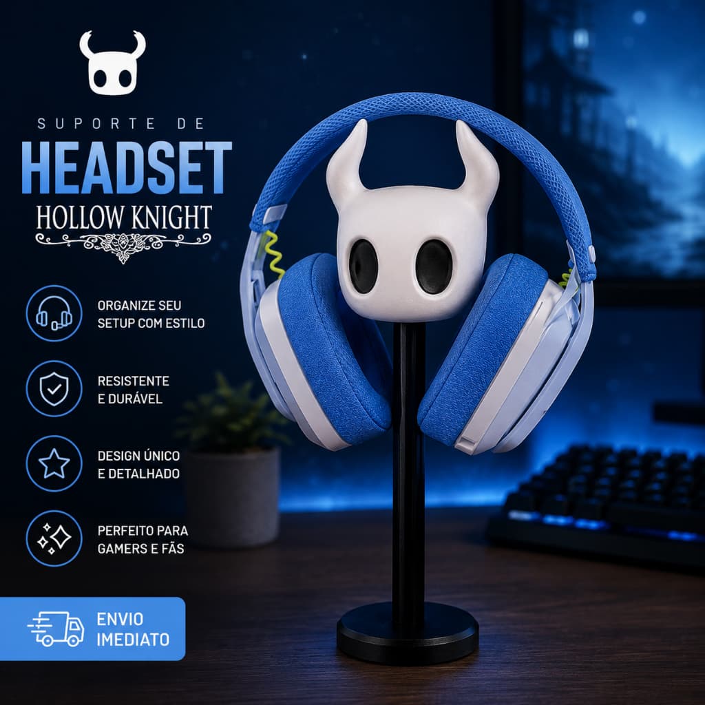 Suporte de Headset/Fone  Hollow Knight – Acessório Gamer Colecionável - Decorativo + BRINDE