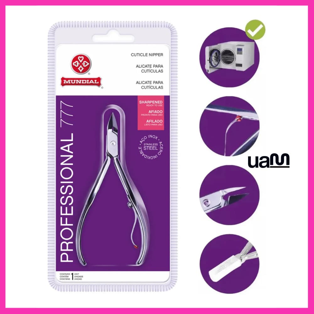Alicate de Cutícula Manicure Mundial 777 Professional Premium Aço Inox Autoclave e Estufa