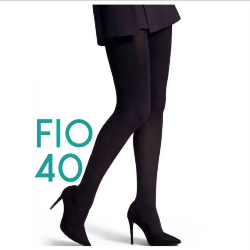 Meia-Calça Feminina Fio 40 Preta Transparente Cintura Alta Confortável
