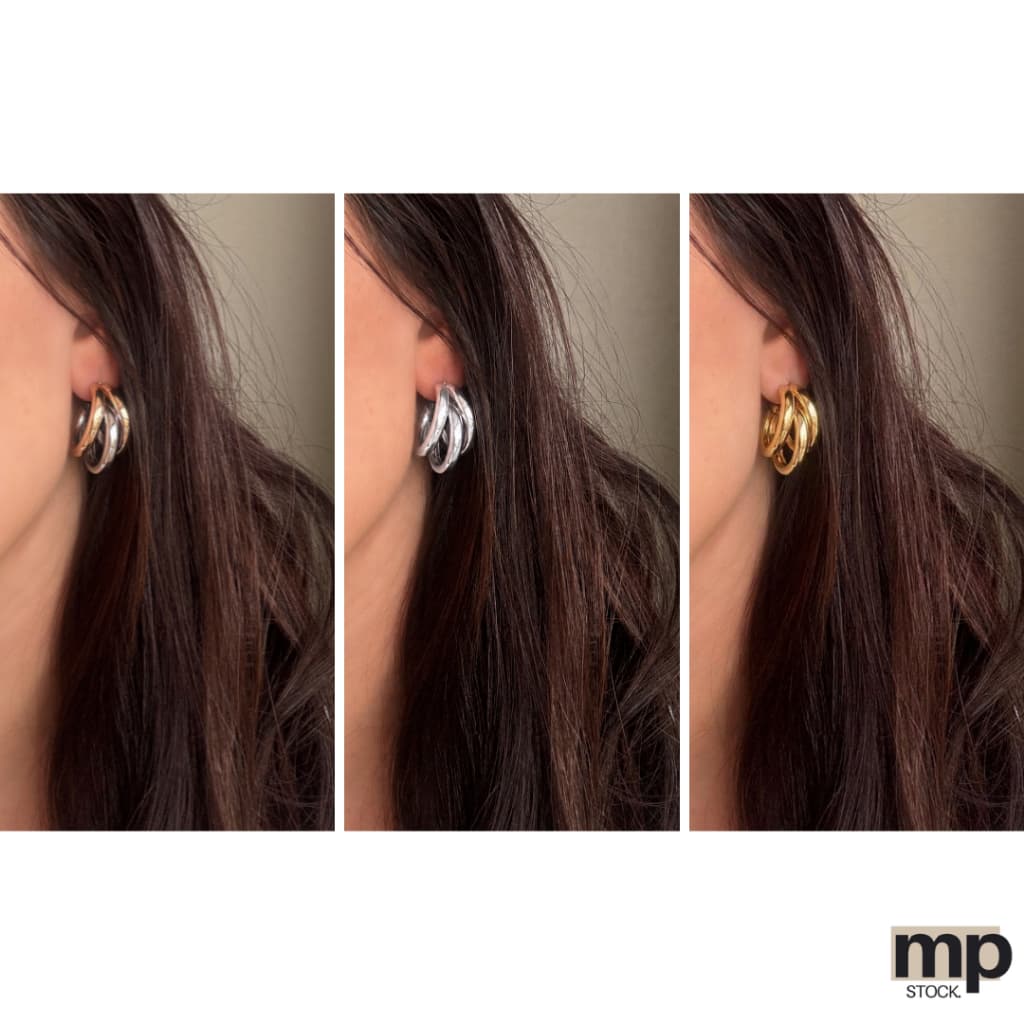 Brinco Tina – Argola Redondo Trio - Bicolor Prata e Dourado | Casual e Festa