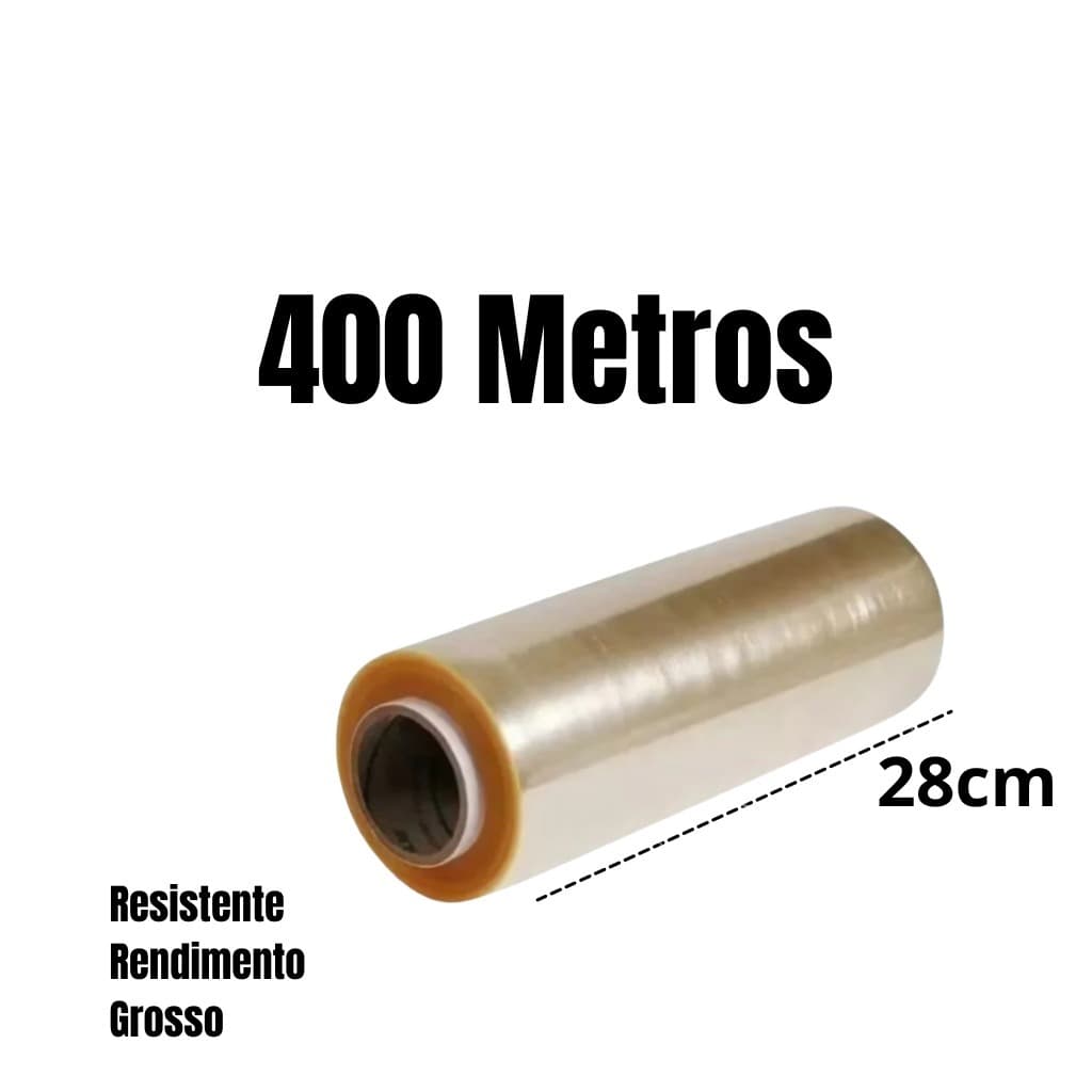 Rolo Bobina Plastica Filme PVC Refil 28x400 Metros Esticável
