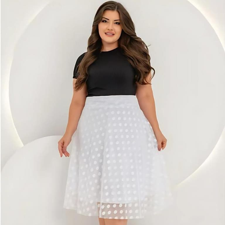 Saia Midi Feminina De Tule Poa Forrada  Moda Comportada Evangelica