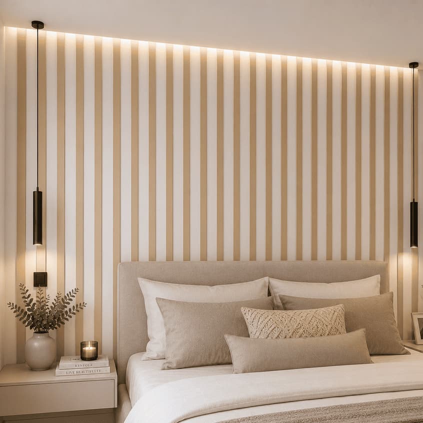 Painel Ripado MDF Madeira Parede 120x5cm Shiplap Boiserie Lambril Sala Quarto Escritório Loja