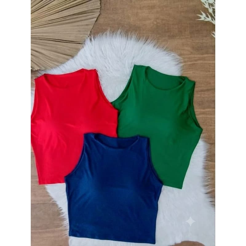 BLUSA FEMININA REGATA TAMANHO GRANDE GG PLUS SIZE CROPPED BLUSA SEM MANGA