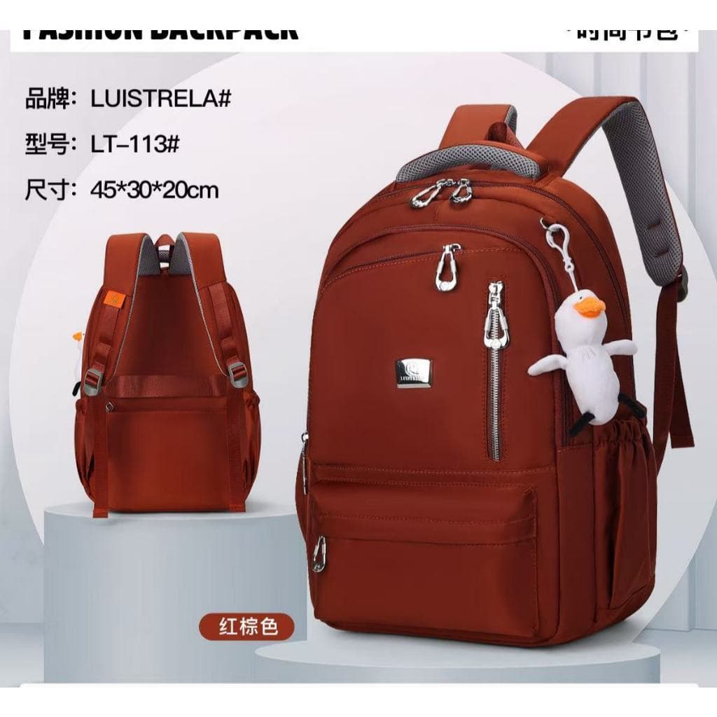 Mochila Feminina Escolar Passeio Coreano Grande Capacidade Com Pingente de Corda