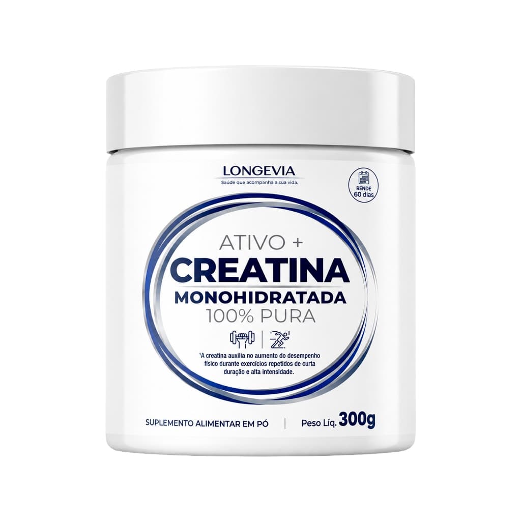 Creatina 300g Monohidratada 100% Pura Ativo+ Longevia