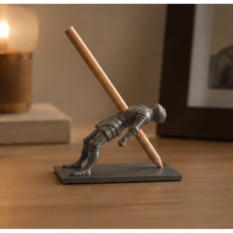 Apoio de Lápis Cavaleiro Medieval Porta-Caneta Diferente Moderno Clean Para Escritório