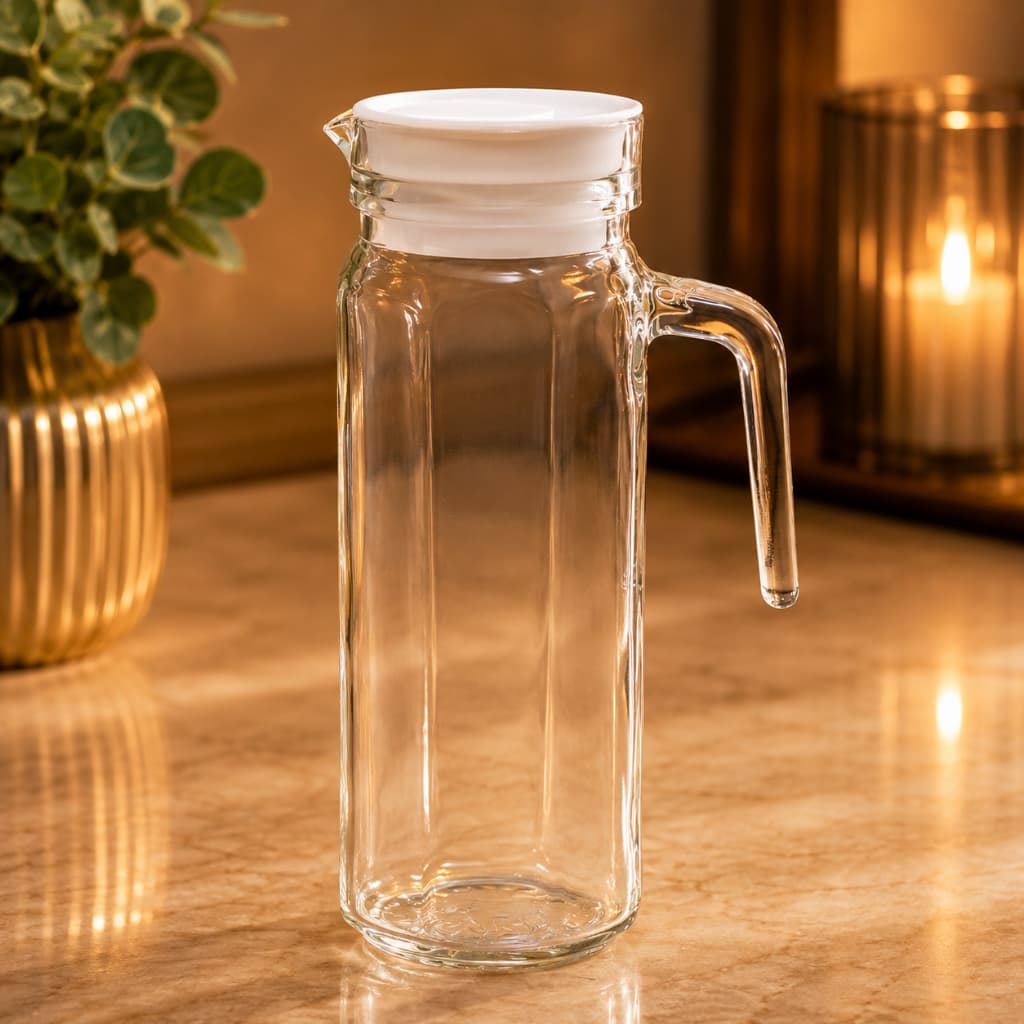 Jarra de Vidro Redonda Clean 1 Litro para Água, Sucos, Refrigerantes, Chá e Drinks
