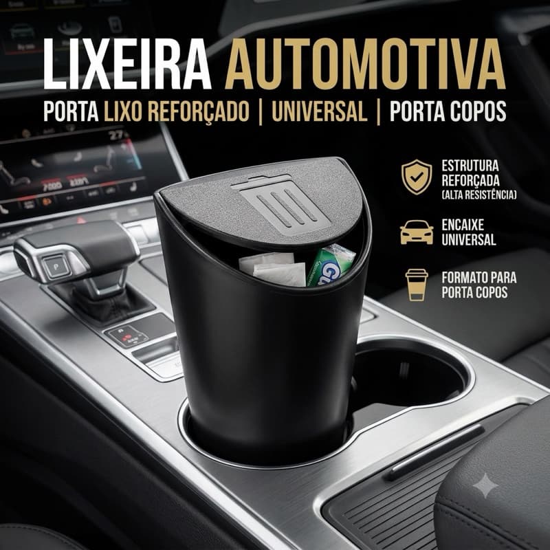 Lixeira Automotiva Porta Lixo Reforçado Universal Porta Copos