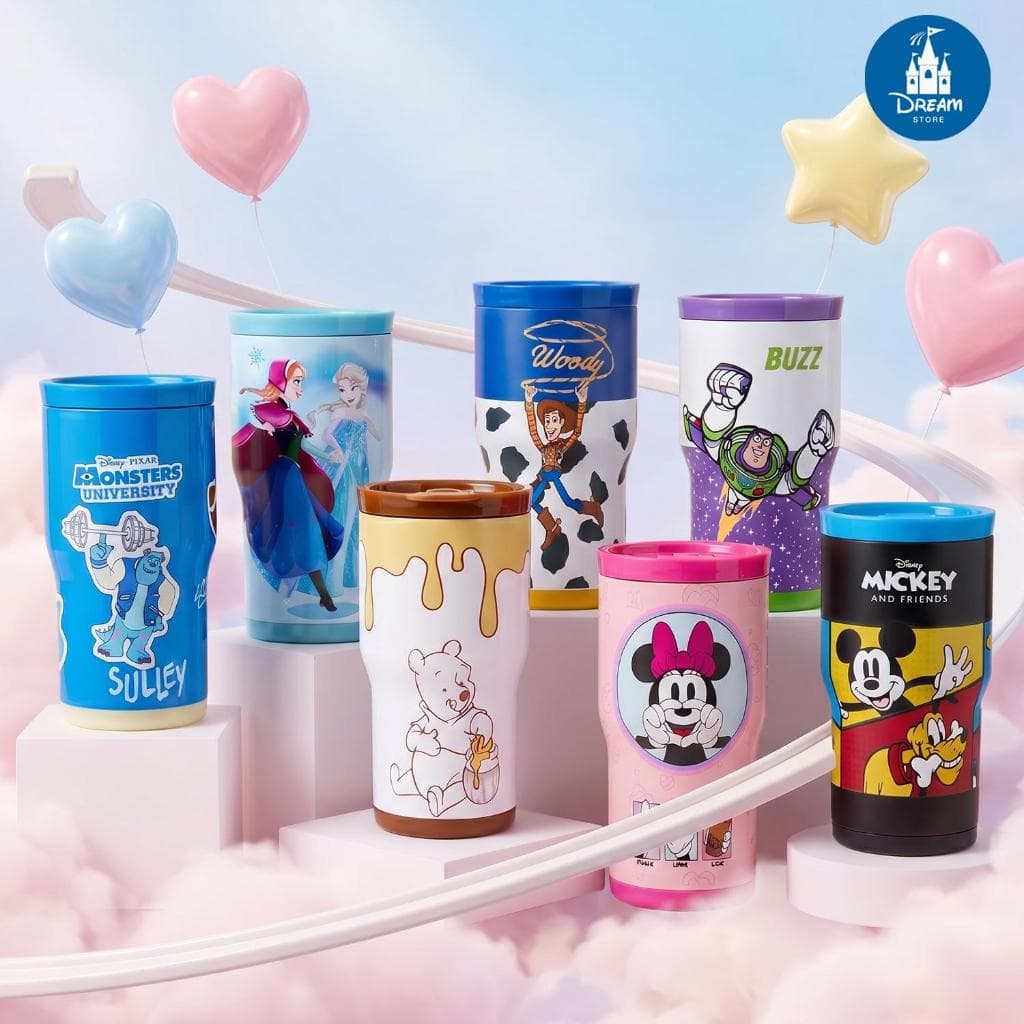 Copos Térmicos 532ML Inox Resistente com Canudo - Bebidas Quentes ou Frias Original Disney